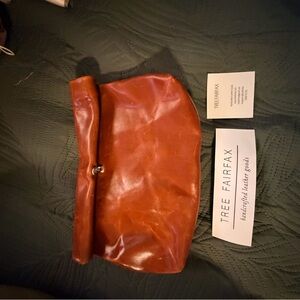 Tree Fairfax Rust Leather Roll-Top Clutch